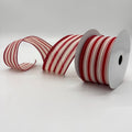 2.5"x10Y RED/NATURAL STRIPE RIBBON