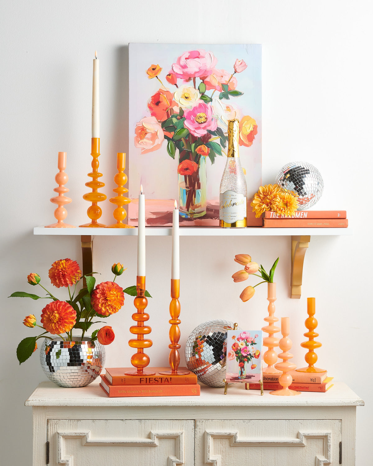 10.25" ORANGE CANDLE STICKS (LEFT ONLY)