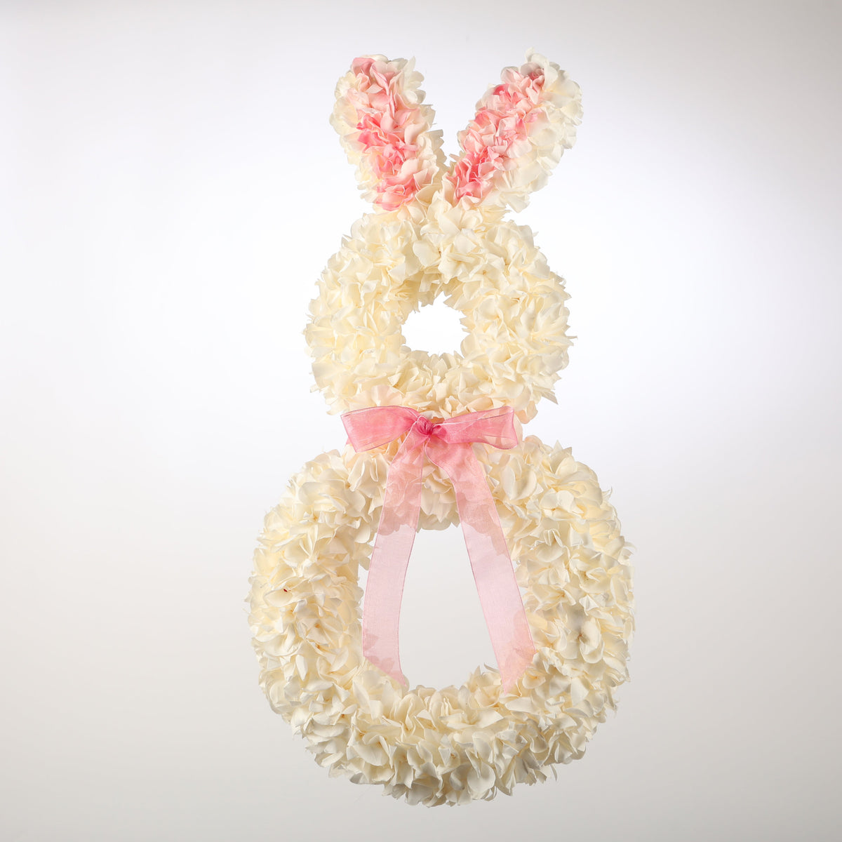 19" x 9.8" x 1.8" Hydrangea Bunny Wreath Cream G26385