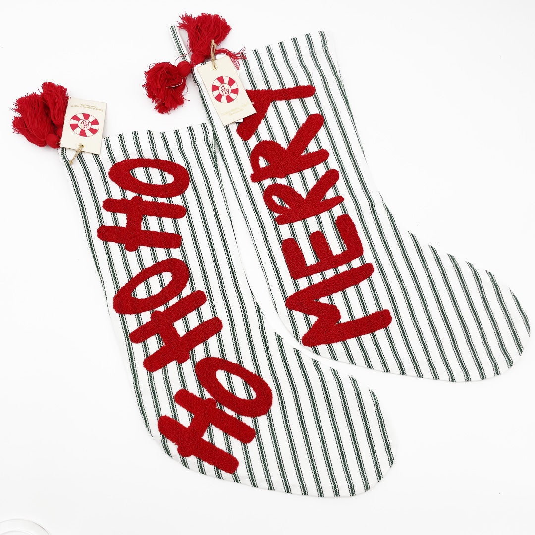HO HO HO Ticking Stocking With Sentiment