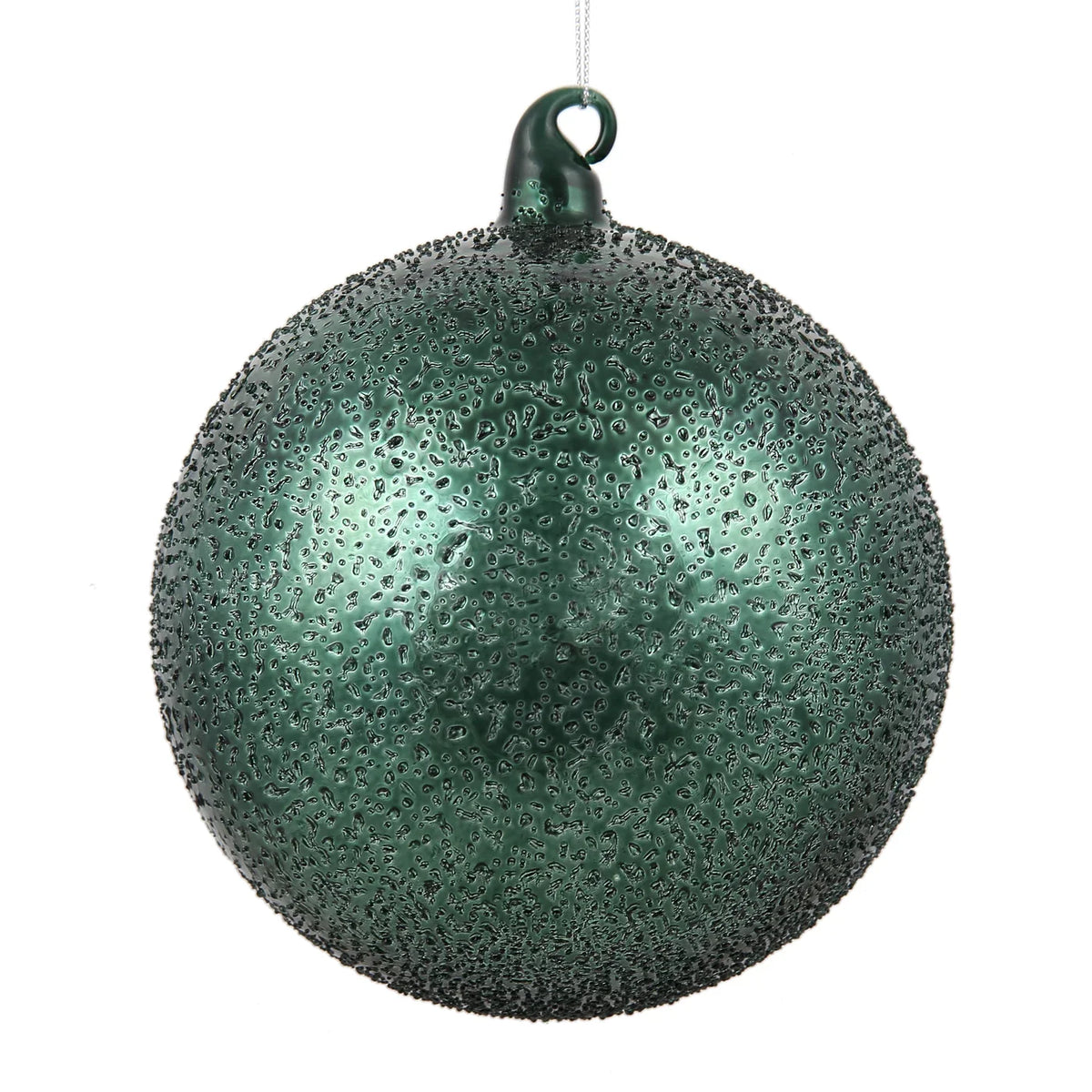 Glass Beaded Ball Ornament 150MM, Dark Green