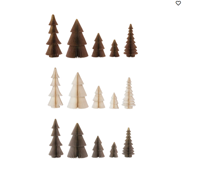PAPER FOLDING HONEYCOMB TREES W/GOLD GLITTER BROWN 2.75" X 7" H