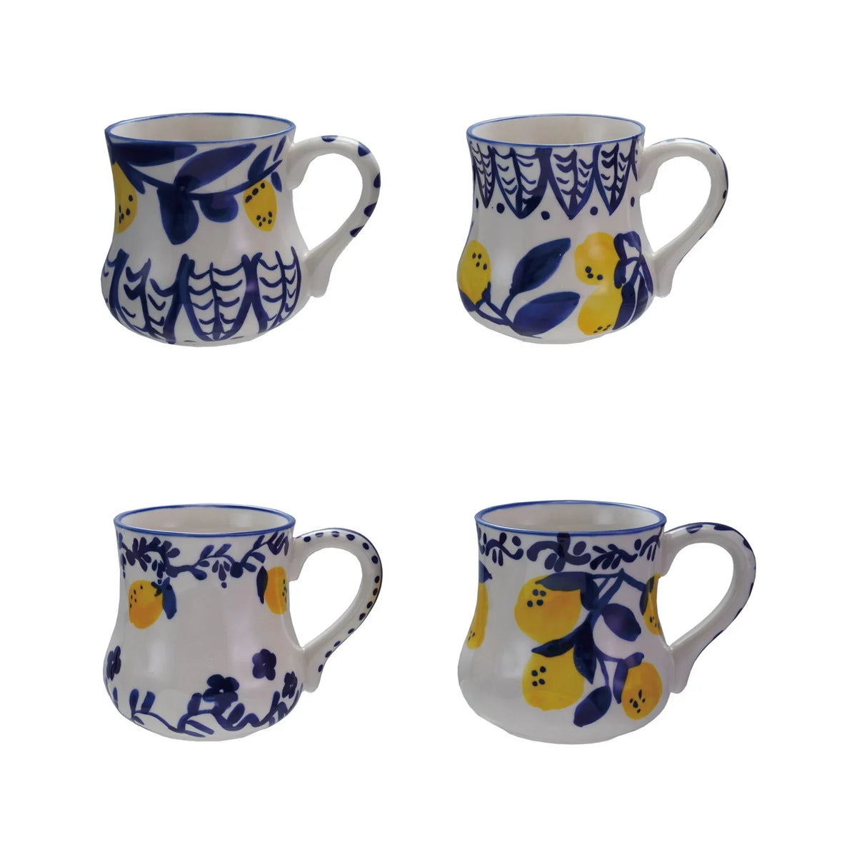 5-1/2"L Stoneware Mug w Hand-painted Lemons (TOP LEFT ONLY)