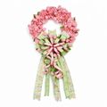 25" x 50" GREEN/PINK SPRING WREATH WITH BOW