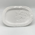 JOYFUL SANTA EMBOSSED PLATTER WHITE 16.5" X 13"